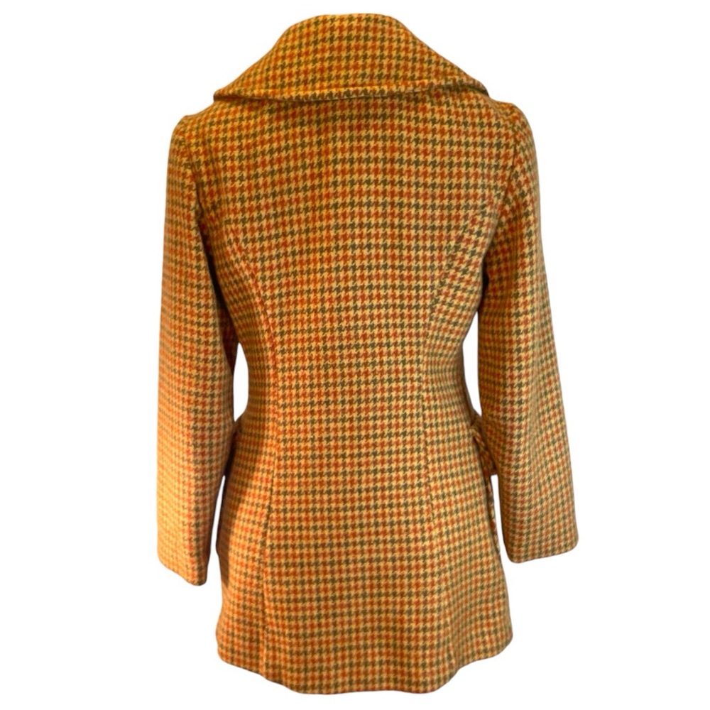 Houndstooth Double-Breasted Wool Coat Jacket Vintage - Picture 4 of 10